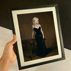 Framed Dolly Parton as Madame X – Homage to John Singer Sargent’s Famous Portrait Madame X 10”x12”
