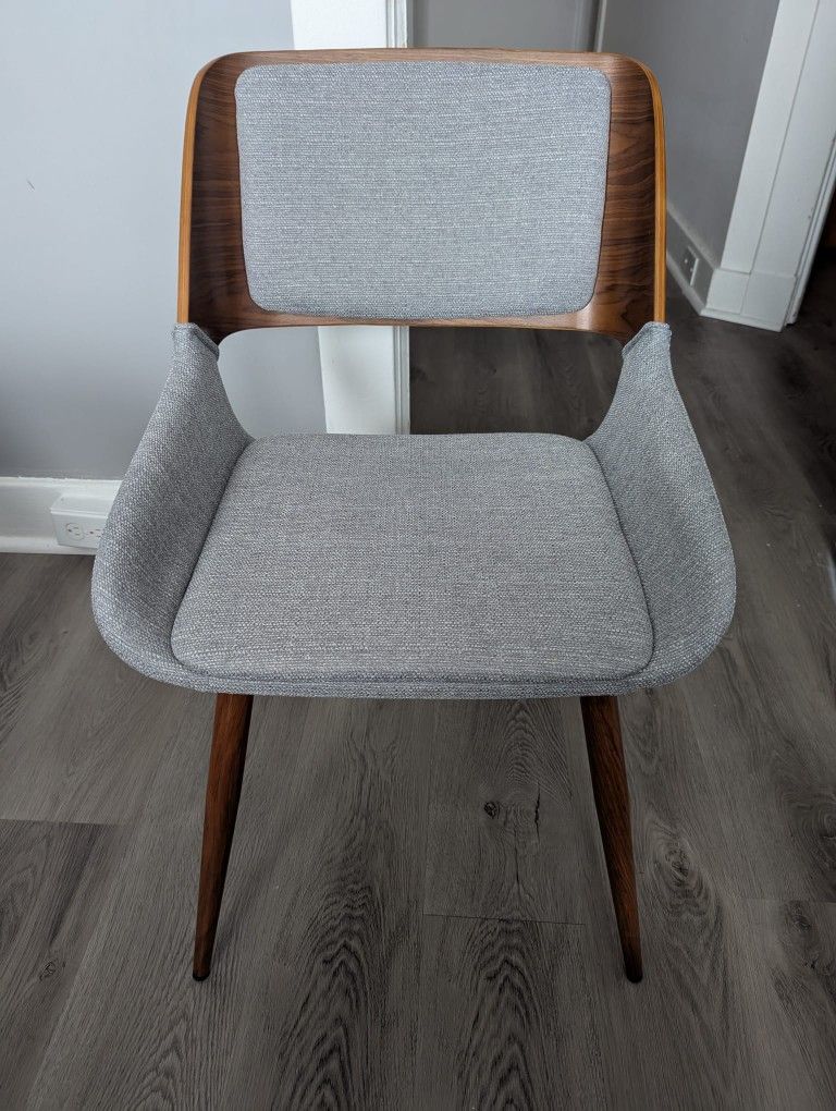 Armen Living Panda Dining Chair - Walnut Frame/Grey Fabric