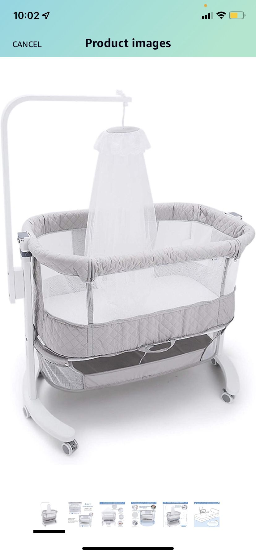 beiens 2-in-1 Baby Bassinet, Wooden Bedside Sleeper Baby Bed Cribs with Removable Mosquito Net, Adjustable Baby Nursery Bed for Infant, Newborn, Baby 