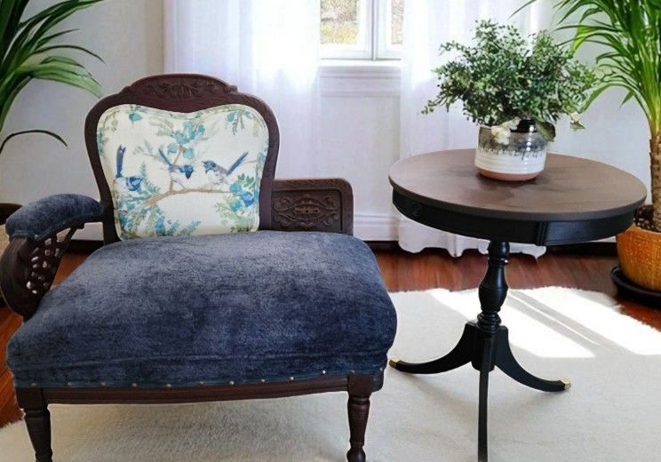 Victorian Rococo Revival era Antique Settee and matching side table