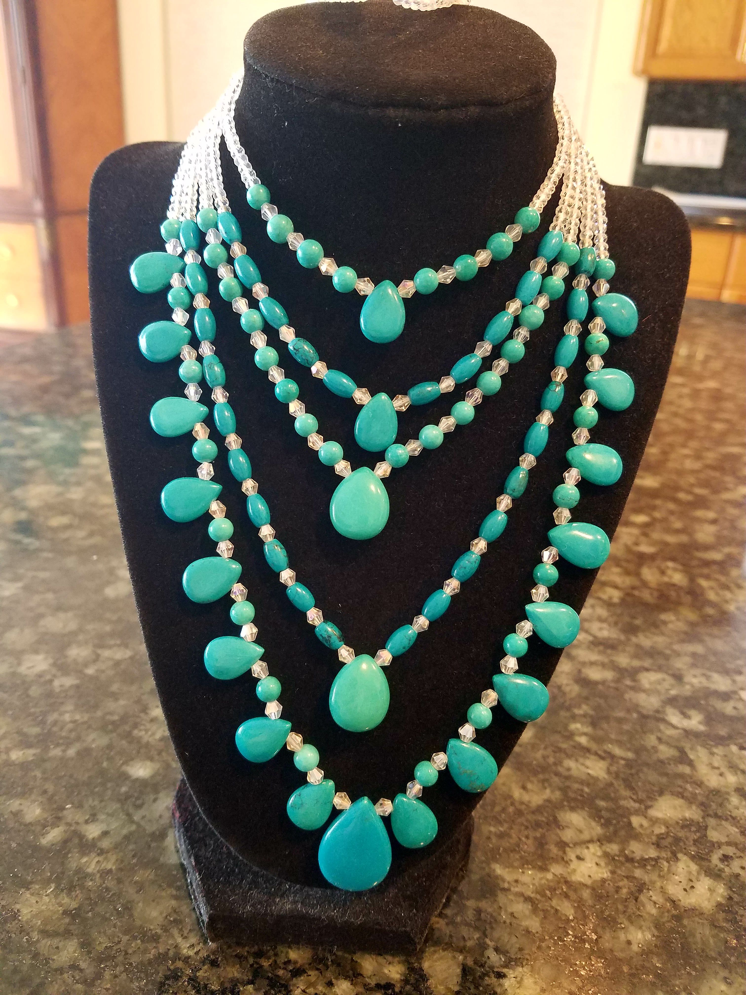 5 tier Turquoise color necklace