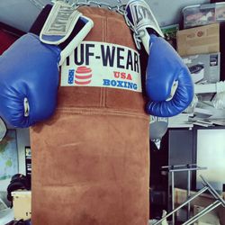 Vintage TUF-WEAR USA Suede Leather Heavy Punching Bag 