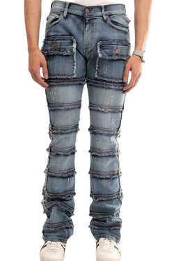 Men's Slim Fit Cargo Jeans – Blue – Sizes 28-38
