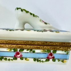 Limoges Porcelain Floral Suitcase w/ shoe-EXCELLENT CONDITION