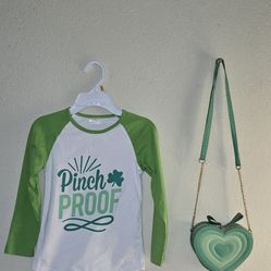 Patrick's day shirt size 5/6 and heart bag
