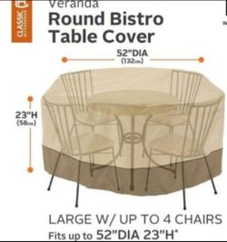 Veranda Water-Resistant 52 Inch Bistro Round Patio Table & Chair Set Cover