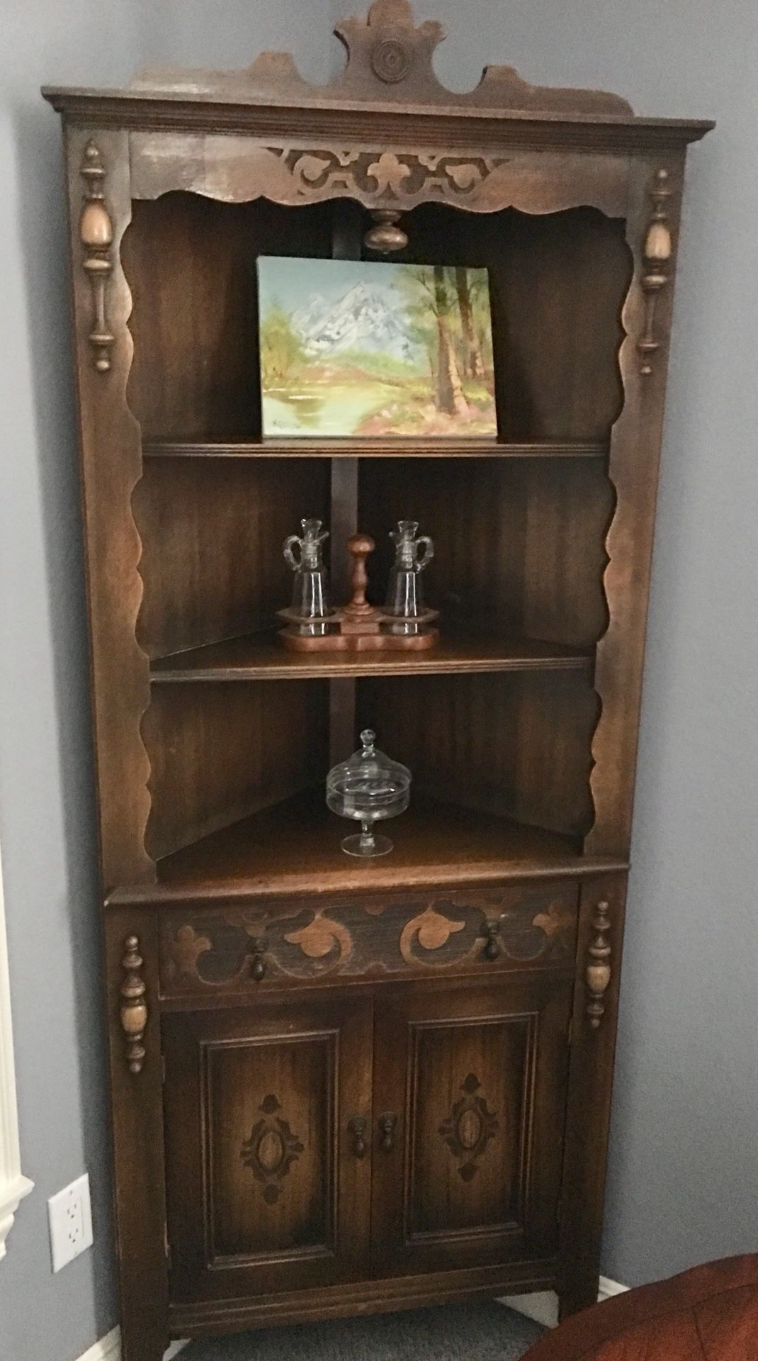 Real OLD Antique Corner SOLID WOOD Cabinet $450