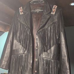 Leather Gallery  Woman Leather Beaded Jacket XL