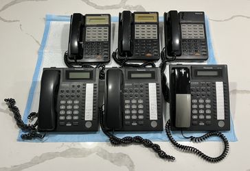 Lot of 6 Panasonic Hybrid System Digital Display Black Business Speaker Phones