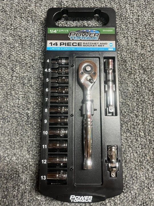 Power Torque 14 Pc Rachet And Socket Set GM4255 BRAND NEW
