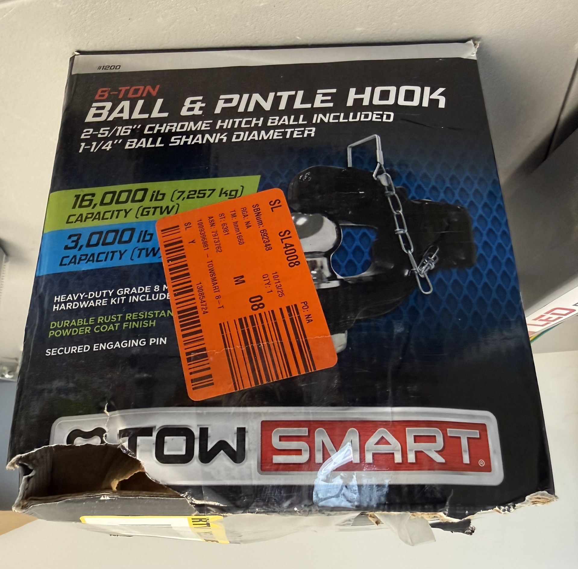 TowSmart Pintle Hook with 2-5/16 in. Hitch Ball, Bolt-on, 16,000 lb. capacity