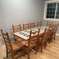 Table And 12 Wooden Chairs