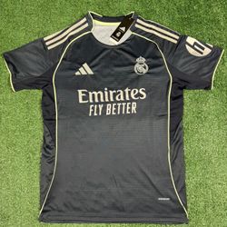 Adidas Real Madrid Away Jersey 25/26 Black/Neon – Size L