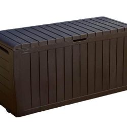 Keter Marvel Plus 71 Gallon Resin Deck Box-Organization and Storage for Patio Furniture Outdoor Cushions, Throw Pillows, Garden Tools and Pool Toys, B