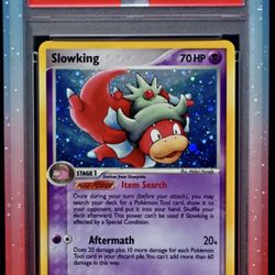 2005 POKEMON EX UNSEEN FORCES #14 SLOWKING-HOLO PSA 9 (POP 90)
