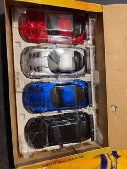 1/24 Set of 4 Die-Cast Sports Car Models BIGTIME Muscle Jada 2008 Dodger Viper SRT10 red blue silver black lot pack of 4 display box