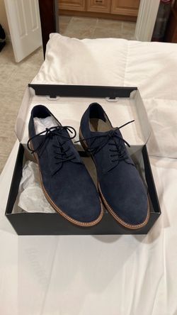 Navy Blue Suede Derby Oxford Shoes