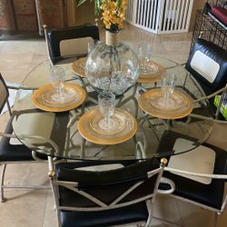 Glass Dining Table with 6 Chairs