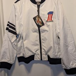 Women's Harley Davidson #1 White Nylon Bomber Jacket Sz: 1W