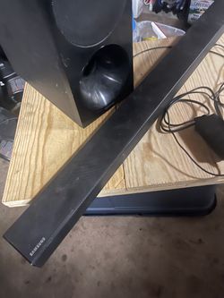 Samsung subwoofer and sound bar.