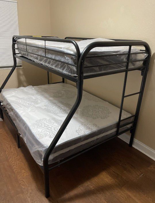 Twin Over Full Bunk Bed Metal Bunk With Mattress Included LITERA TWIN/FULL CAMAROTE 