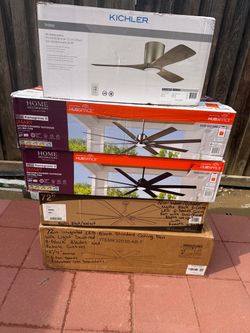72in. Smart LED Ceiling Fans with Remote Control/48in.Kicheler $150 Each Or $100 72in. LED Black With Remote Control NEW PICK UP ONLY