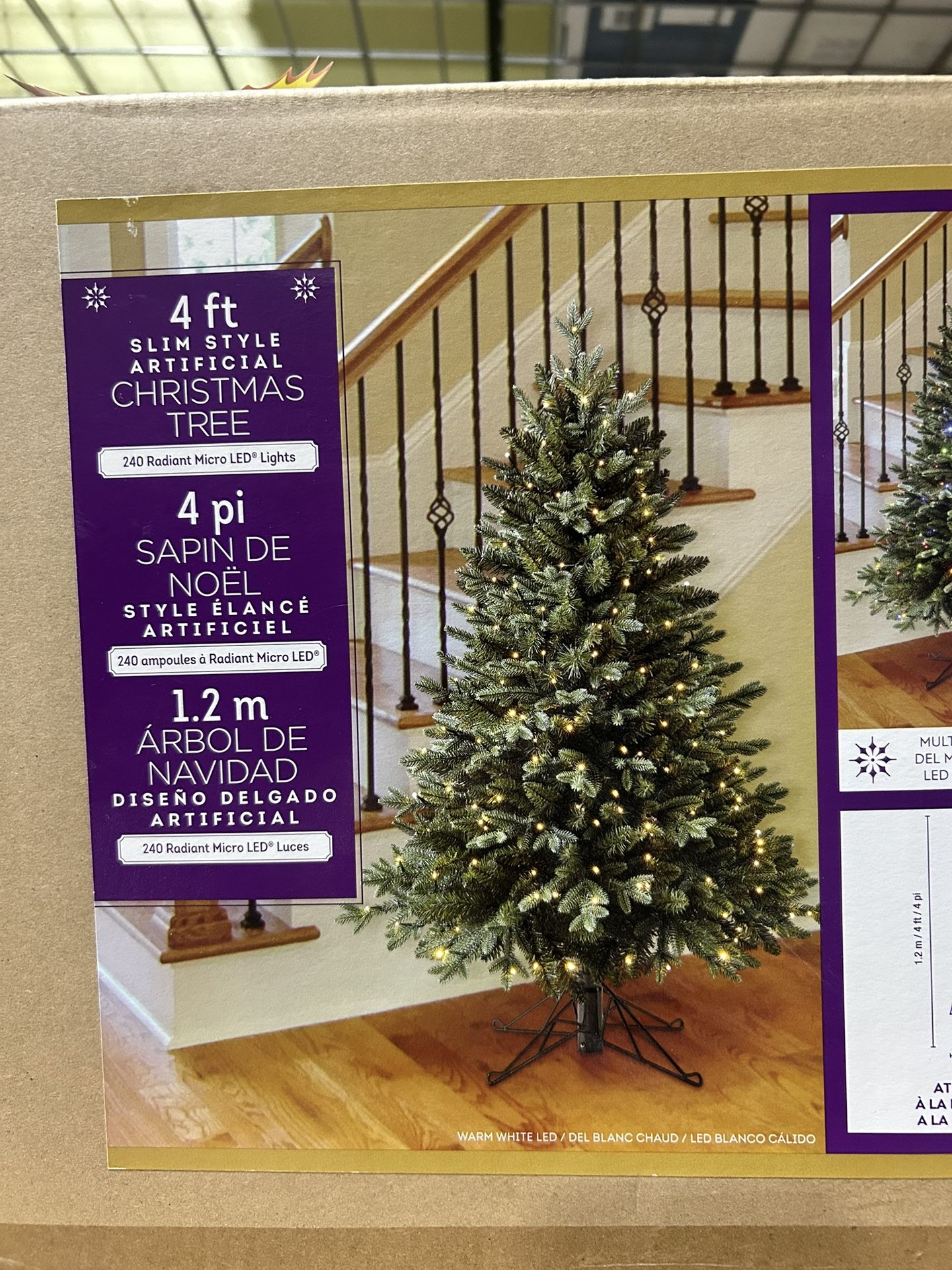 Costco 4' Pre-Lit Radiant Micro LED Slim Artificial Christmas Tree - NEW