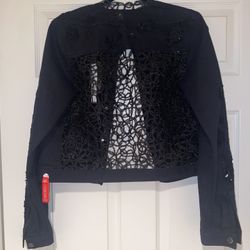 Gorgeous Elie Tahari Black Denim Embelished Jacket- Brand New!