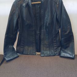 Avanti Leather Jacket  vintage Black Womens Size Petite Small