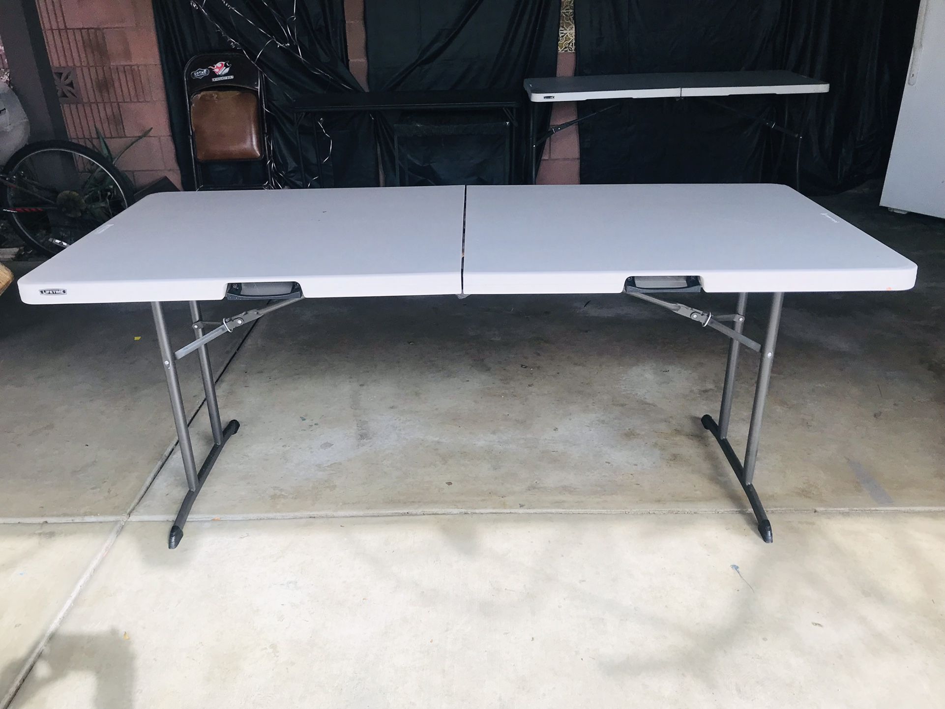 Lifetime 6 Foot Rectangle Fold--Half Table, Indoor/Outdoor Commercial Grade, Almond. Folding table. Parties events