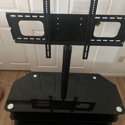 Big Screen TV Glass Table And Stand Black 