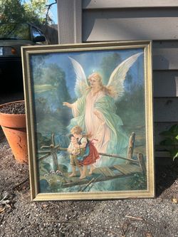 Vintage Guardian Angel Framed Print