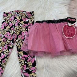 Minnie Mouse Toddler Girl's Tutu Skirt, And Legging Size 2T