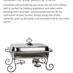 The Choice 8 qt.full Size Chafer With Black Wrought Iron Stand 