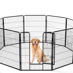 Black Pet Playpen Dog Exercise Fence w/ Door NEW