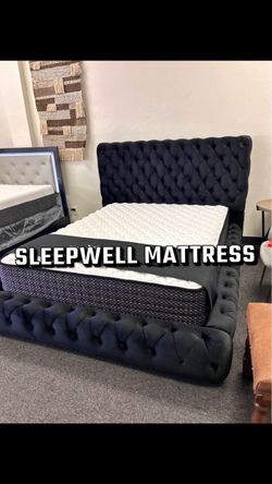 New Queen bed frame with mattress
