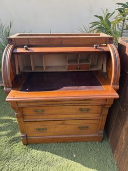 Antique/Vintage Desk w Glass Cabinet