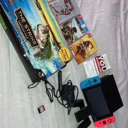 Nintendo switch with extra controller five games and a bonus fishing game  reel Set Plus A 20 Dollar Gift Card To Game Stop With All Receipts for Sale  in Waterbury, CT - OfferUp