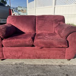 Red Velvet Couch - From Costco 