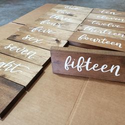 Wedding Wood Number Signs (1 Through 15)