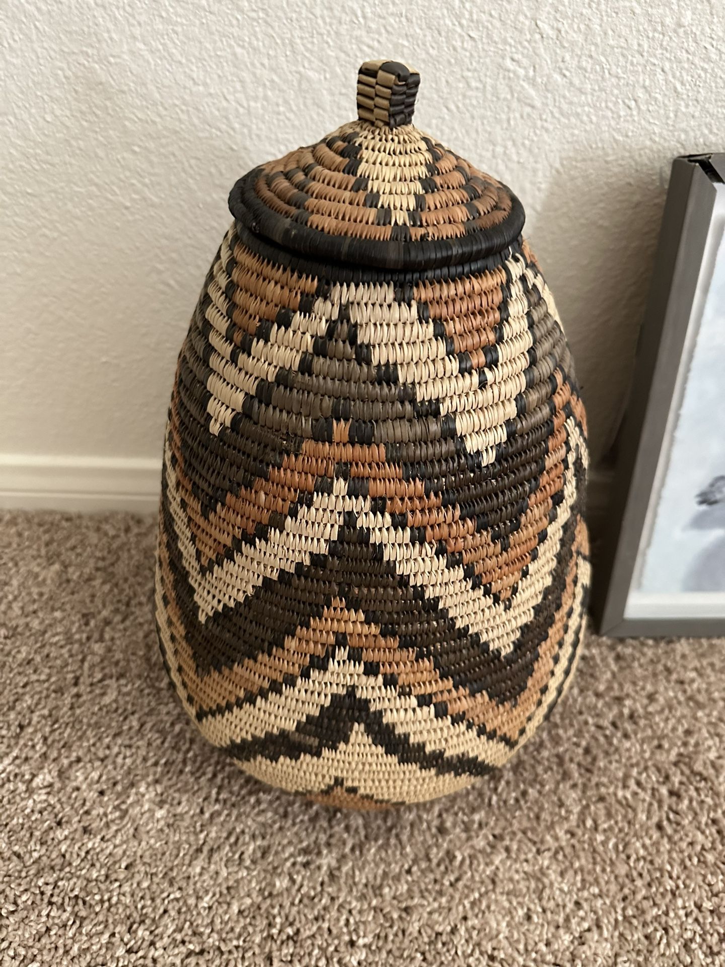Handmade Traditional Zulu Basket With Lid Wedding Tradition
