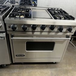 VIKING 36”WIDE DUAL FUEL RANGE STOVE STAINLESS STEEL WITH GRIDDLE 