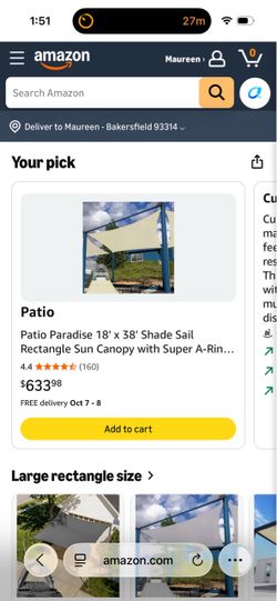 Patio sun shade - best reasonable offer