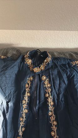 Heavy work blue kurti cover only M