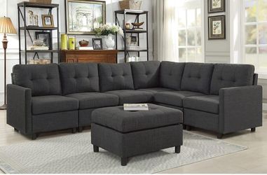 BRAND NEW 6 SEATS SECTIONAL COUCH WITH OTTOMAN IN ORIGINAL BOX