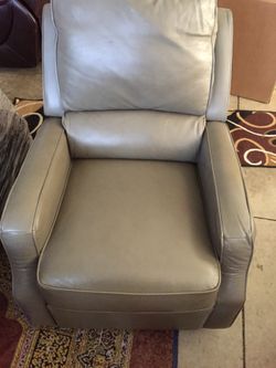 Grey Leather Swivel Recliner