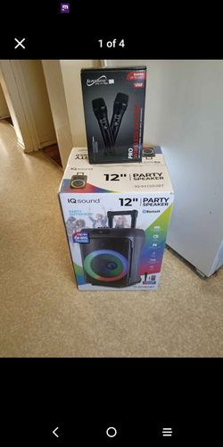 12" inch iQ sound Bluetooth wireless speaker and supersonic wireless microphones