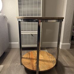 beige wood side table