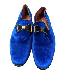 Alberto Fellini Men's Blue  Slip-on Velvet Tuxedo/Dress Shoes Size 9