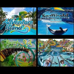 Seaworld, Aquatica, Busch Gardens, and Adventure island Tickets